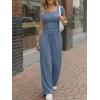 image:imageTrendy Queen Womens 2 Piece Matching Lounge Sets Summer Henley Neck Slightly Crop Top Wide Leg Pants Casual Sweat SuitDusty Blue