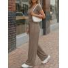 image:imageTrendy Queen Womens 2 Piece Matching Lounge Sets Summer Henley Neck Slightly Crop Top Wide Leg Pants Casual Sweat SuitMocha