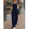 image:imageTrendy Queen Womens 2 Piece Matching Lounge Sets Summer Henley Neck Slightly Crop Top Wide Leg Pants Casual Sweat SuitNavy Blue