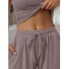 image:imageTrendy Queen Womens 2 Piece Matching Lounge Sets Summer Henley Neck Slightly Crop Top Wide Leg Pants Casual Sweat SuitRose Taupe
