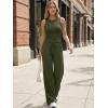 image:imageTrendy Queen Womens 2 Piece Sweatsuits Lounge Sets Track Suits Tank Tops Wide Leg Pants Spring Matching Outfits 2026Army Green