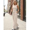 image:imageTrendy Queen Womens 2 Piece Sweatsuits Lounge Sets Track Suits Tank Tops Wide Leg Pants Spring Matching Outfits 2026Beige