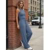 image:imageTrendy Queen Womens 2 Piece Sweatsuits Lounge Sets Track Suits Tank Tops Wide Leg Pants Spring Matching Outfits 2026Dusty Blue