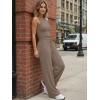 image:imageTrendy Queen Womens 2 Piece Sweatsuits Lounge Sets Track Suits Tank Tops Wide Leg Pants Spring Matching Outfits 2026Mocha