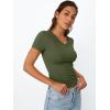image:imageTrendy Queen Womens Basic V Neck Short Sleeve Spring T Shirts Slim Fit Crop Y2k Tee 2026 Summer Gym Workout Cute TopArmygreen