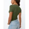 image:imageTrendy Queen Womens Basic V Neck Short Sleeve Spring T Shirts Slim Fit Crop Y2k Tee 2026 Summer Gym Workout Cute TopArmygreen