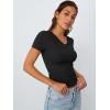image:imageTrendy Queen Womens Basic V Neck Short Sleeve Spring T Shirts Slim Fit Crop Y2k Tee 2026 Summer Gym Workout Cute TopBlack
