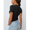 image:imageTrendy Queen Womens Basic V Neck Short Sleeve Spring T Shirts Slim Fit Crop Y2k Tee 2026 Summer Gym Workout Cute TopBlack