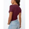 image:imageTrendy Queen Womens Basic V Neck Short Sleeve Spring T Shirts Slim Fit Crop Y2k Tee 2026 Summer Gym Workout Cute TopBurgundy