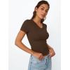 image:imageTrendy Queen Womens Basic V Neck Short Sleeve Spring T Shirts Slim Fit Crop Y2k Tee 2026 Summer Gym Workout Cute TopChocolate Brown