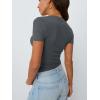 image:imageTrendy Queen Womens Basic V Neck Short Sleeve Spring T Shirts Slim Fit Crop Y2k Tee 2026 Summer Gym Workout Cute TopDarkgrey