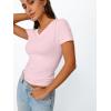 image:imageTrendy Queen Womens Basic V Neck Short Sleeve Spring T Shirts Slim Fit Crop Y2k Tee 2026 Summer Gym Workout Cute TopPink