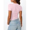 image:imageTrendy Queen Womens Basic V Neck Short Sleeve Spring T Shirts Slim Fit Crop Y2k Tee 2026 Summer Gym Workout Cute TopPink
