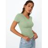 image:imageTrendy Queen Womens Basic V Neck Short Sleeve Spring T Shirts Slim Fit Crop Y2k Tee 2026 Summer Gym Workout Cute TopSage
