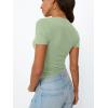 image:imageTrendy Queen Womens Basic V Neck Short Sleeve Spring T Shirts Slim Fit Crop Y2k Tee 2026 Summer Gym Workout Cute TopSage