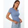 image:imageTrendy Queen Womens Basic V Neck Short Sleeve Spring T Shirts Slim Fit Crop Y2k Tee 2026 Summer Gym Workout Cute TopSky
