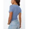 image:imageTrendy Queen Womens Basic V Neck Short Sleeve Spring T Shirts Slim Fit Crop Y2k Tee 2026 Summer Gym Workout Cute TopSky
