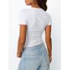 image:imageTrendy Queen Womens Basic V Neck Short Sleeve Spring T Shirts Slim Fit Crop Y2k Tee 2026 Summer Gym Workout Cute TopWhite