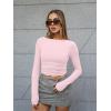 image:imageTrendy Queen Womens Boat Neck Tops Long Sleeve Shirts Casual Fitted Tee Shirts Solid Color Fall Basic Clothes 2026Pink
