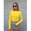 image:imageTrendy Queen Womens Boat Neck Tops Long Sleeve Shirts Casual Fitted Tee Shirts Solid Color Fall Basic Clothes 2026Yellow