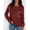 image:imageTrendy Queen Womens Crewneck Sweatshirts Long Sleeve Shirts Lightweight Sweaters Fall Tops Fashion Outfits 2025Winered