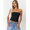 image:imageTrendy Queen Womens Cute Summer Tube Tops Going Out Strapless Ruched Backless Sleeveless Bandeau Y2k Clothes 2025Black
