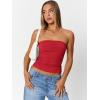image:imageTrendy Queen Womens Cute Summer Tube Tops Going Out Strapless Ruched Backless Sleeveless Bandeau Y2k Clothes 2025Red