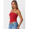 image:imageTrendy Queen Womens Cute Summer Tube Tops Going Out Strapless Ruched Backless Sleeveless Bandeau Y2k Clothes 2025Red