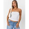 image:imageTrendy Queen Womens Cute Summer Tube Tops Going Out Strapless Ruched Backless Sleeveless Bandeau Y2k Clothes 2025White