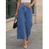 image:imageTrendy Queen Womens High Waisted Straight Wide Leg Jeans Stretchy Barrel Baggy Denim Capri Pants Raw HemBlue