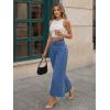 image:imageTrendy Queen Womens High Waisted Straight Wide Leg Jeans Stretchy Barrel Baggy Denim Capri Pants Raw HemBlue