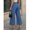 image:imageTrendy Queen Womens High Waisted Straight Wide Leg Jeans Stretchy Barrel Baggy Denim Capri Pants Raw HemBlue