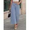 image:imageTrendy Queen Womens High Waisted Straight Wide Leg Jeans Stretchy Barrel Baggy Denim Capri Pants Raw HemLight Blue