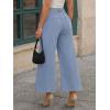image:imageTrendy Queen Womens High Waisted Straight Wide Leg Jeans Stretchy Barrel Baggy Denim Capri Pants Raw HemLight Blue