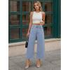 image:imageTrendy Queen Womens High Waisted Straight Wide Leg Jeans Stretchy Barrel Baggy Denim Capri Pants Raw HemLight Blue