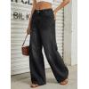 image:imageTrendy Queen Womens High Waisted Wide Leg Flare Jeans Stretch Comfort Baggy Denim PantsBlack