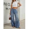 image:imageTrendy Queen Womens High Waisted Wide Leg Flare Jeans Stretch Comfort Baggy Denim PantsBlue
