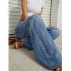 image:imageTrendy Queen Womens High Waisted Wide Leg Flare Jeans Stretch Comfort Baggy Denim PantsBlue