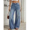 image:imageTrendy Queen Womens High Waisted Wide Leg Flare Jeans Stretch Comfort Baggy Denim PantsBlue
