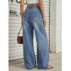 image:imageTrendy Queen Womens High Waisted Wide Leg Flare Jeans Stretch Comfort Baggy Denim PantsBlue