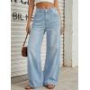 image:imageTrendy Queen Womens High Waisted Wide Leg Flare Jeans Stretch Comfort Baggy Denim PantsLight Blue