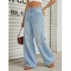 image:imageTrendy Queen Womens High Waisted Wide Leg Flare Jeans Stretch Comfort Baggy Denim PantsLight Blue