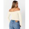 image:imageTrendy Queen Womens Long Sleeve Off The Shoulder Tops Going Out Cute Basic Y2K Fall Fashion 2026 Outfits ClothesApricot