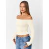 image:imageTrendy Queen Womens Long Sleeve Off The Shoulder Tops Going Out Cute Basic Y2K Fall Fashion 2026 Outfits ClothesApricot