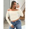 image:imageTrendy Queen Womens Long Sleeve Off The Shoulder Tops Going Out Cute Basic Y2K Fall Fashion 2026 Outfits ClothesApricot