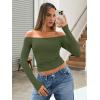 image:imageTrendy Queen Womens Long Sleeve Off The Shoulder Tops Going Out Cute Basic Y2K Fall Fashion 2026 Outfits ClothesArmy Green