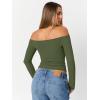 image:imageTrendy Queen Womens Long Sleeve Off The Shoulder Tops Going Out Cute Basic Y2K Fall Fashion 2026 Outfits ClothesArmy Green