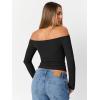 image:imageTrendy Queen Womens Long Sleeve Off The Shoulder Tops Going Out Cute Basic Y2K Fall Fashion 2026 Outfits ClothesBlack