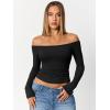 image:imageTrendy Queen Womens Long Sleeve Off The Shoulder Tops Going Out Cute Basic Y2K Fall Fashion 2026 Outfits ClothesBlack