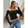 image:imageTrendy Queen Womens Long Sleeve Off The Shoulder Tops Going Out Cute Basic Y2K Fall Fashion 2026 Outfits ClothesBlack